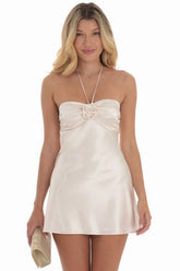 Flower Satin Halter Dress | Dress In Beauty